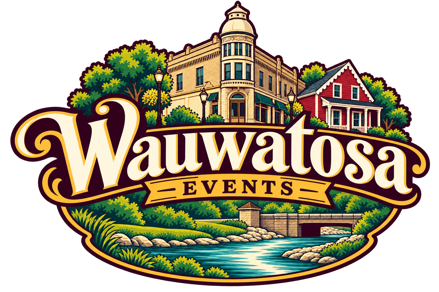 Wauwatosa Events illustrated Village and Hart Park logo